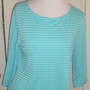 Women's Top CHICO'S 1 blue Striped stretchy BLOUSE